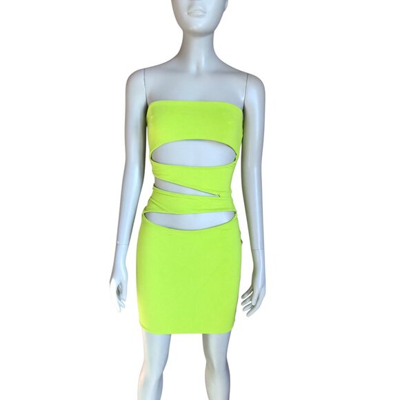 Oh Polly Lime Green Cutout Bodycon Dress - Picture 2 of 6